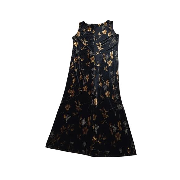 Vintage Outfit JPR Women Size L Sleevless Tank Maxi Dress Velvet Floral Retro - Picture 2 of 8